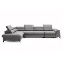 ECKSOFA PLAZA MAXI Links mit Schlaffunktion 127x195 Velours Grau - Schwarz/Grau, Holz/Textil (350/203cm) - Muffo