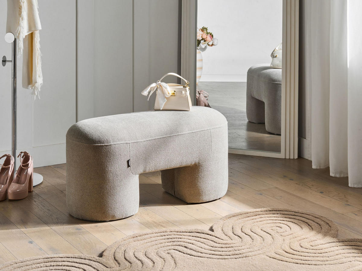 POLSTERBANK Bouclé Hellbeige Decorah - Beige, Textil (88/46/39cm) - Beliani