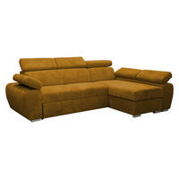 ECKSOFA Boston Mini Premium Cord 2RLC Seite: Rechts 2R+LC - Chromfarben/Braun, Holz/Textil (255/170cm) - MIRJAN24