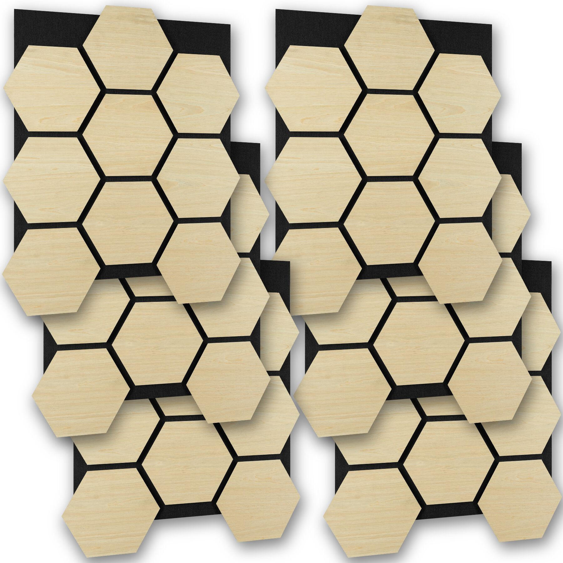 AKUSTIKPANEELE Sonic Shield, je 76 x 62 x 1,8 cm, Größe flexibel anpassbar, Eiche hell - Eichefarben, Holz (62/1.8/76cm) - tectake