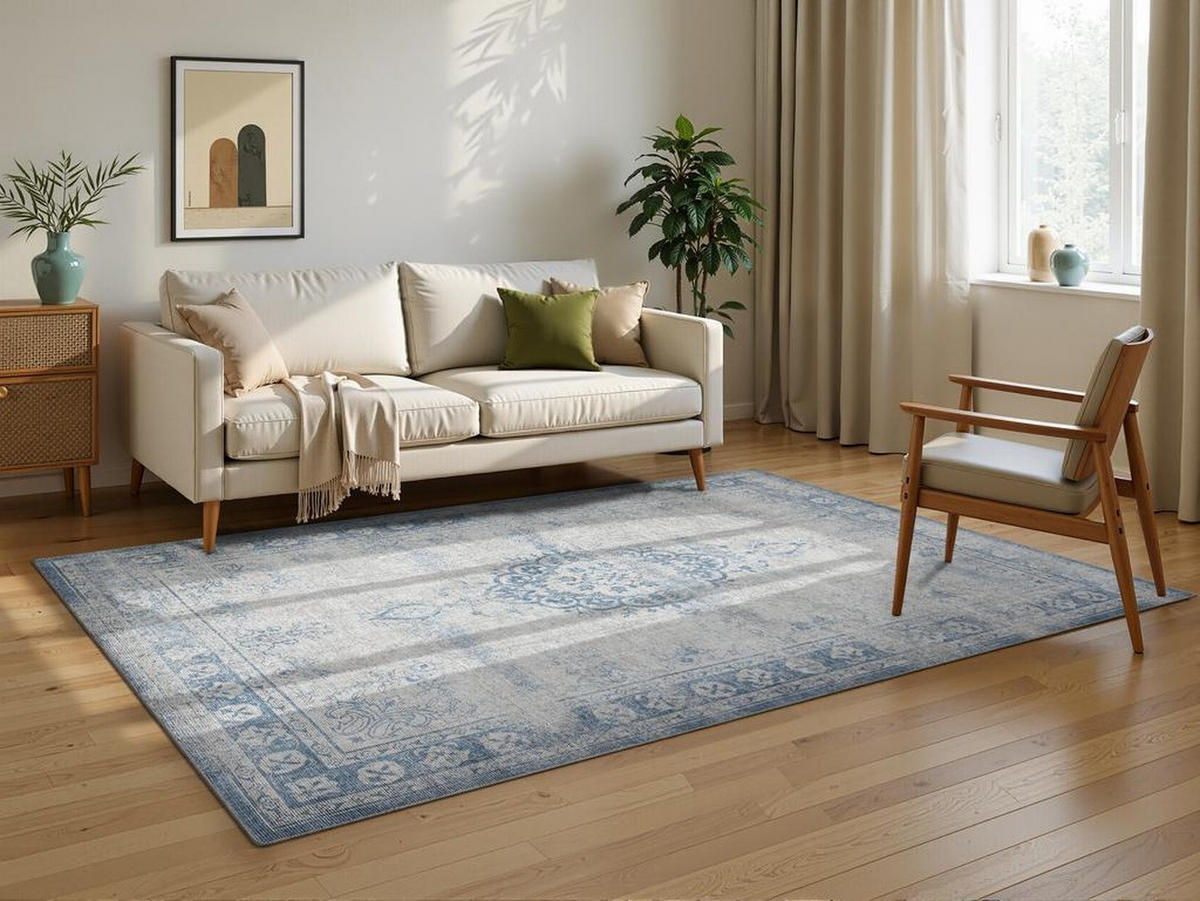 CHENILLE-TEPPICH Script Beige/Blau 200x290 cm - Multicolor, Textil (200/290cm) - Vercai Rugs