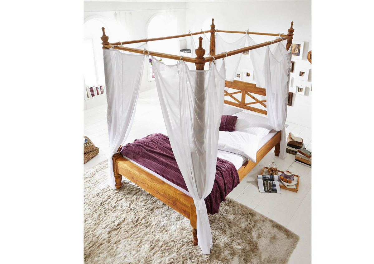 BETT Massivholz Sheesham 200 x 200 x 224 braun NATURE BROWN #533 - Braun, Holz (200/200cm) - Massivmoebel24