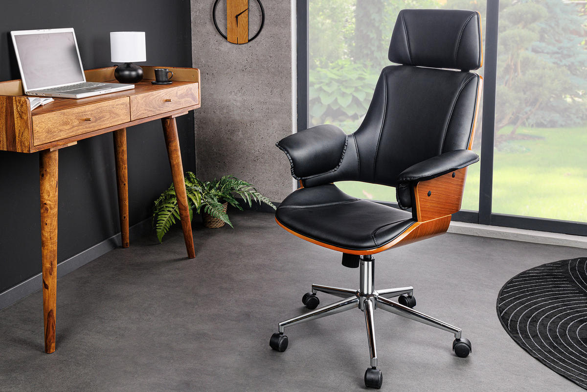 STUHL MANHATTAN Walnuss Schwarz 120 cm - Silberfarben/Schwarz, Holz/Textil (68/111/64cm) - riess-ambiente