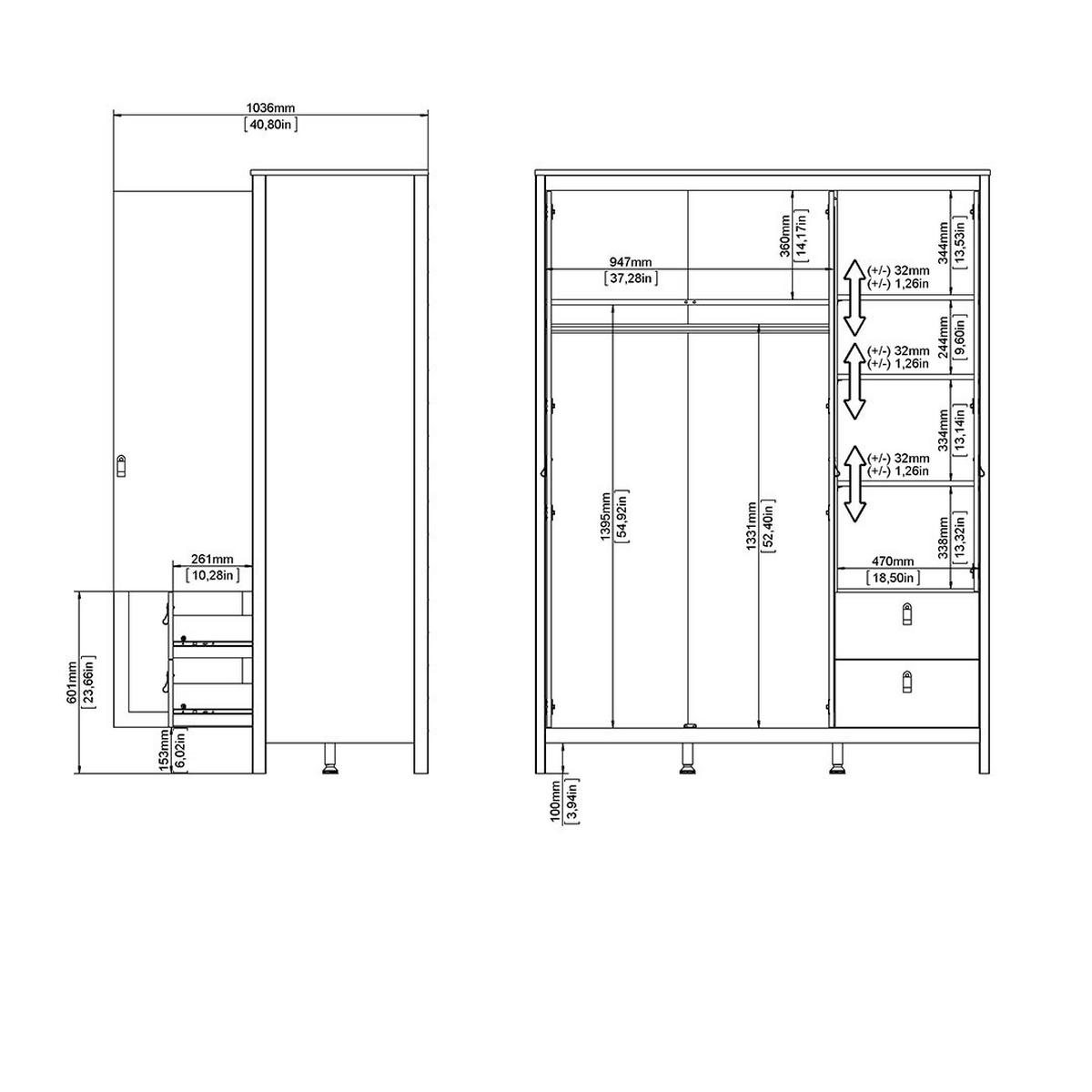 KLEIDERSCHRANK, Madrid, Schwarz, Holzwerkstoff, 150 x 59 x 199 cm - Schwarz, Holzwerkstoff (150/199/59cm) - ebuy24