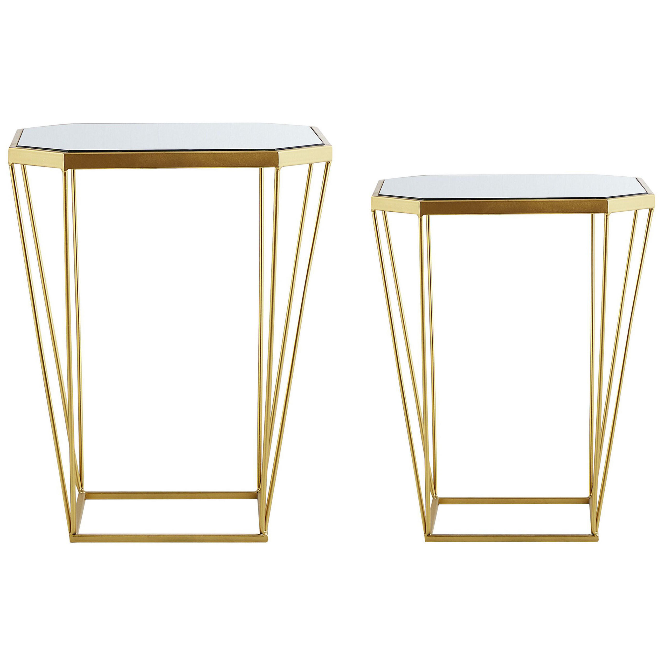 BEISTELLTISCH 2er-Set Achteckig Gold Sierra - Goldfarben, Glas (45/26cm) - Beliani