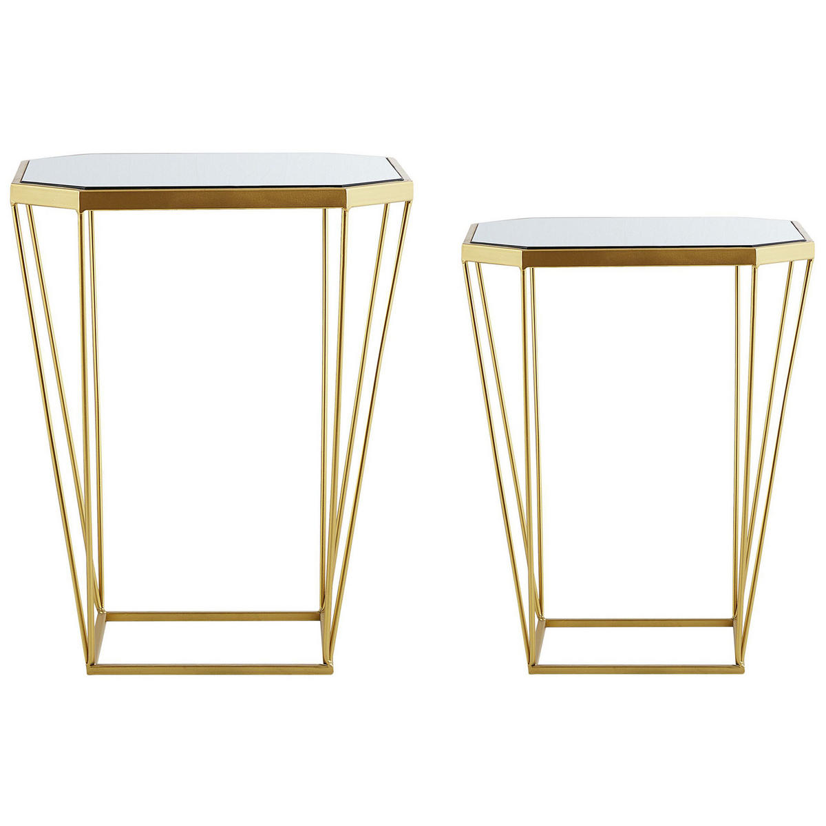 BEISTELLTISCH 2er-Set Achteckig Gold Sierra - Goldfarben, Glas (45/26cm) - Beliani