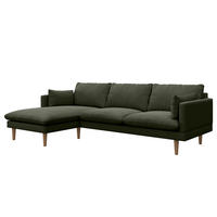 ECKSOFA mit Longchair - Webstoff - Buchefarben/Grau, Buchenholz/Textil (242/150cm) - home24