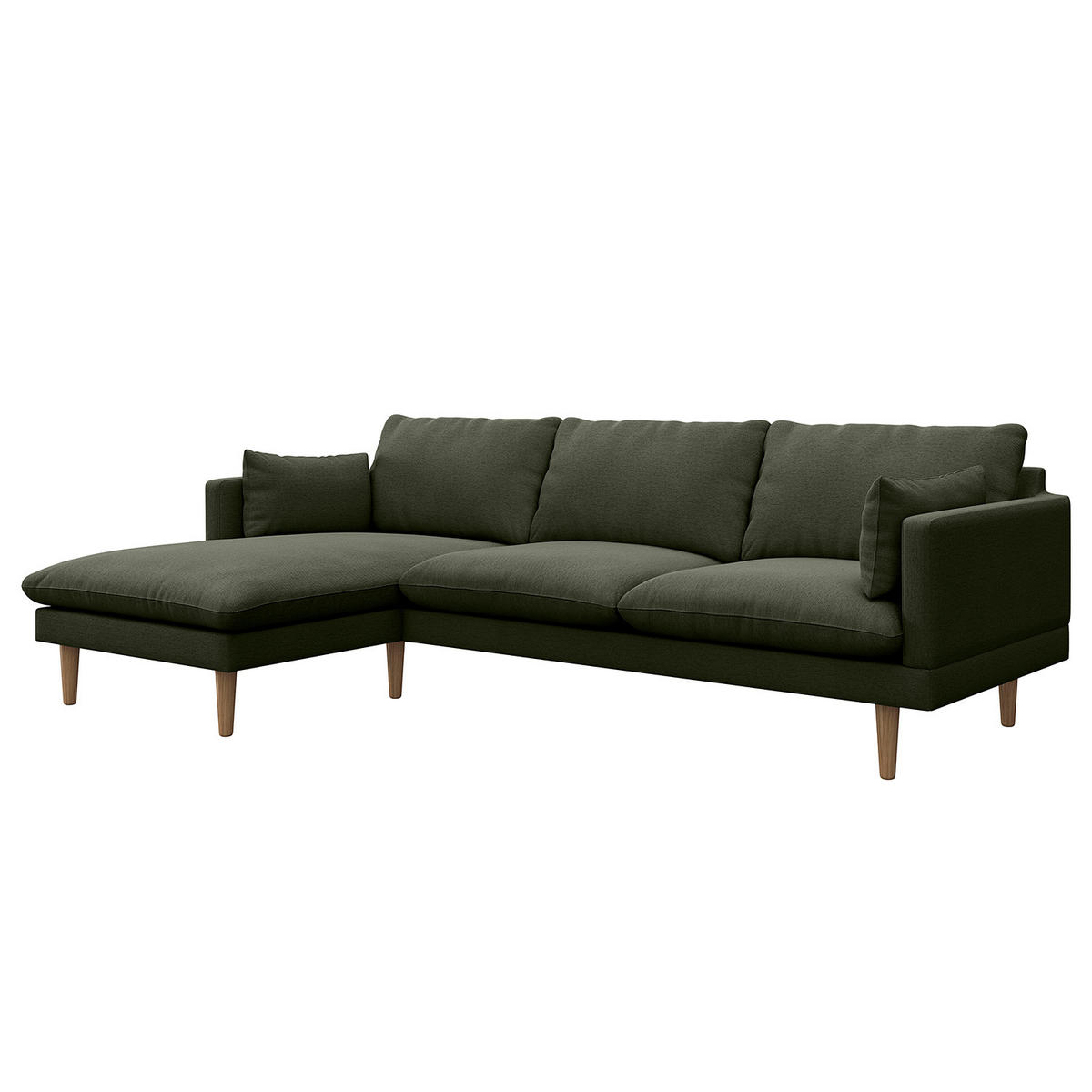 ECKSOFA mit Longchair - Webstoff - Buchefarben/Grau, Buchenholz/Textil (242/150cm) - home24