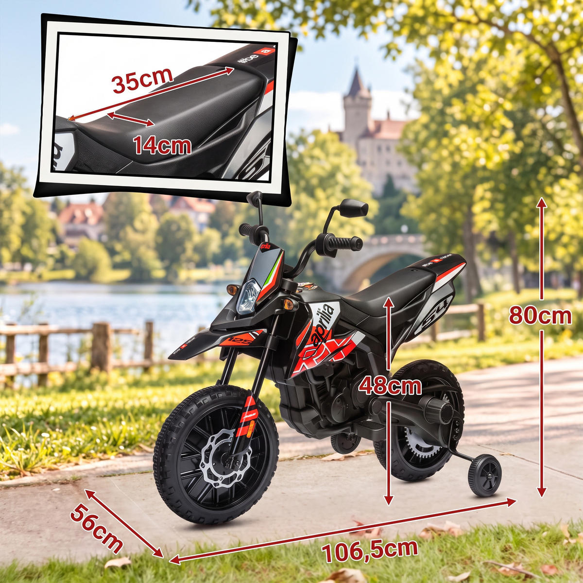 KINDERMOTORRAD Kunststoff Metall Rot - Rot, Kunststoff (106.5/56/80cm) - AIYAPLAY