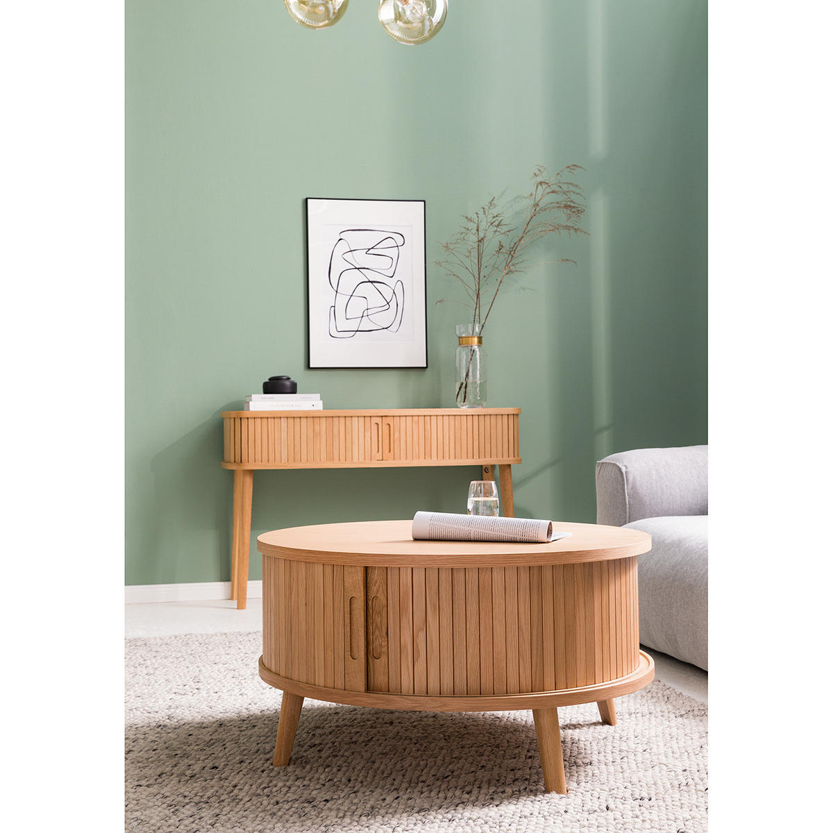 COUCHTISCH - Echtholzfurnier - Eichefarben, Holzwerkstoff (85/85/46cm) - home24