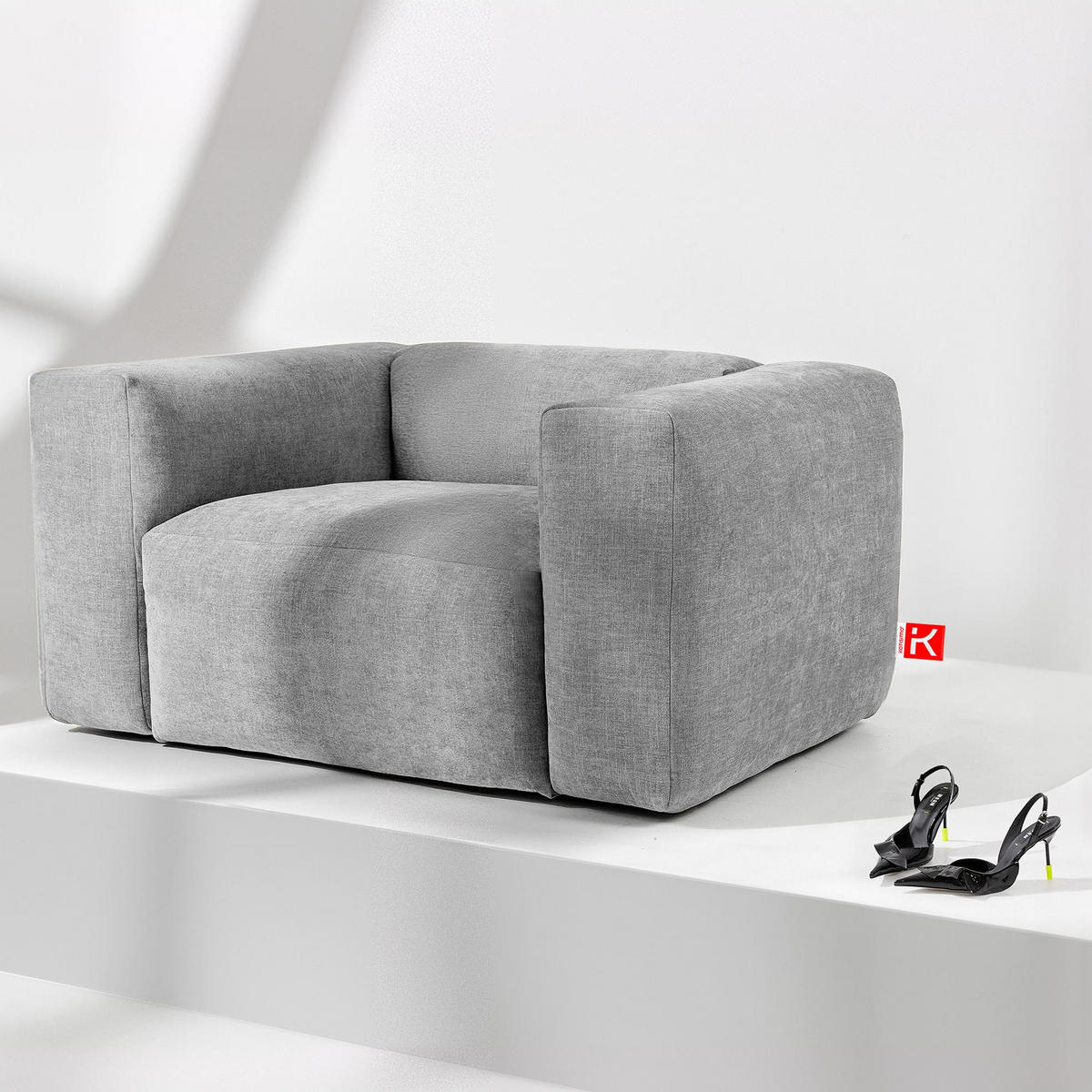 SESSEL BUFFO , Aschgrau - Greige, Textil (130/73/96cm) - KONSIMO®