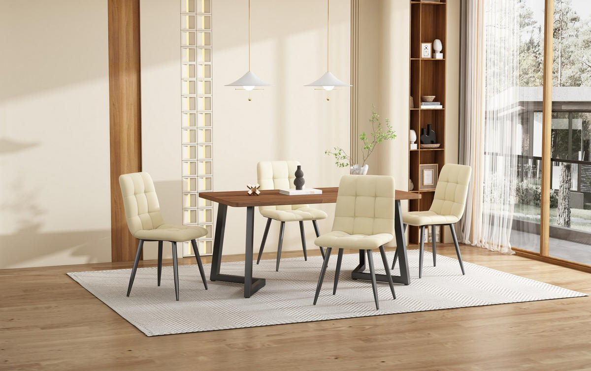 ESSTISCH 117/75/68 cm Schwarz/Nussbaumfarben aus MDF mit Metallgestell - Braun, Holzwerkstoff (117/68/75cm) - OKMYHOME