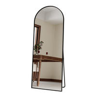 STANDSPIEGEL 165x60 cm- Rund, Standspiegel, Wandmontage - Schwarz, Glas/Metall (60/165/165cm)
