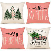 KISSENBEZUG 4er Set Weihnachten 50 x 50 cm - Rosa, Textil (50/50cm)