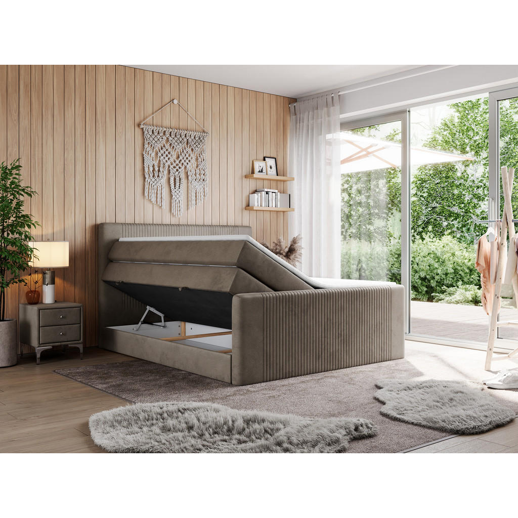 Thumbnail - MKS Boxspringbett, Braun, Textil, 2-Sitzer, H4, Rechteckig, 200x200 cm, Schlafzimmer, Betten, Boxspringbetten