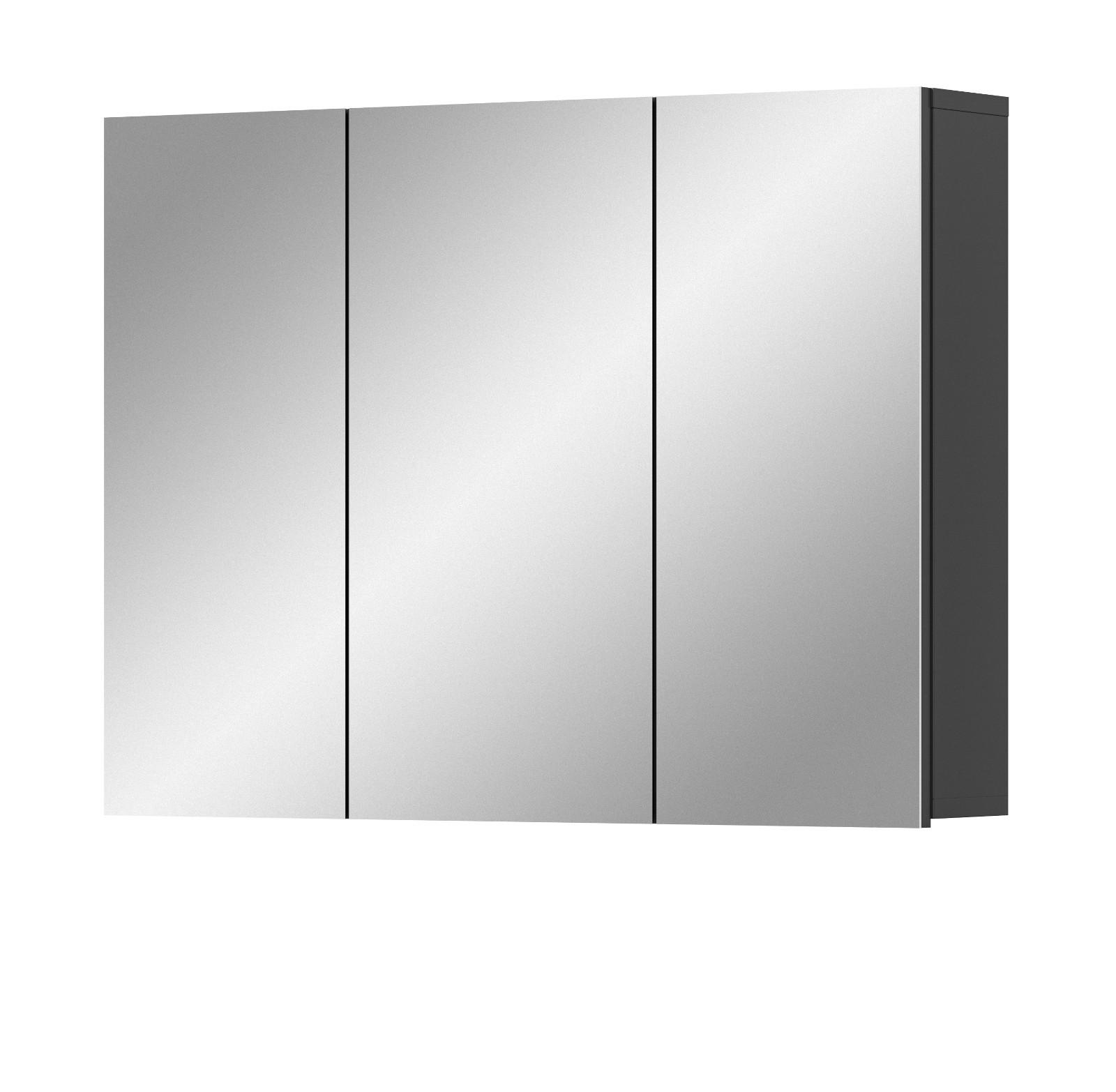 SPIEGELSCHRANK grau 80 cm, Badschrank 3-türig mit Soft-Close - Grau, Glas/Holzwerkstoff (80/60/15cm) - Inn.Furn