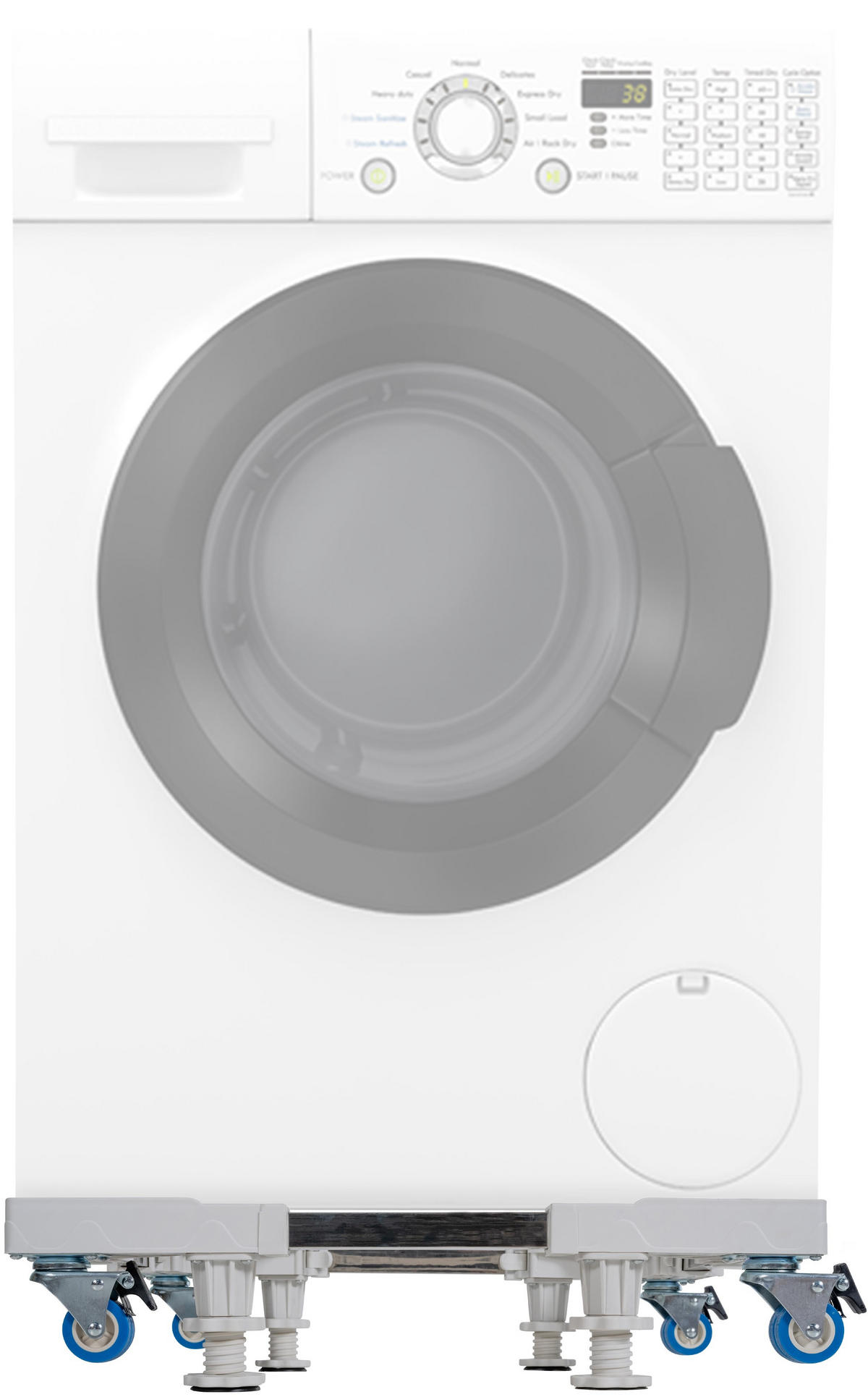 WASCHMASCHINEN Untergestell BART - 4 Füße 4 Rollen, für 350kg UNIVERSAL | Sockel | Weiß - Weiß, Metall (63/13/63cm) - DELUKE