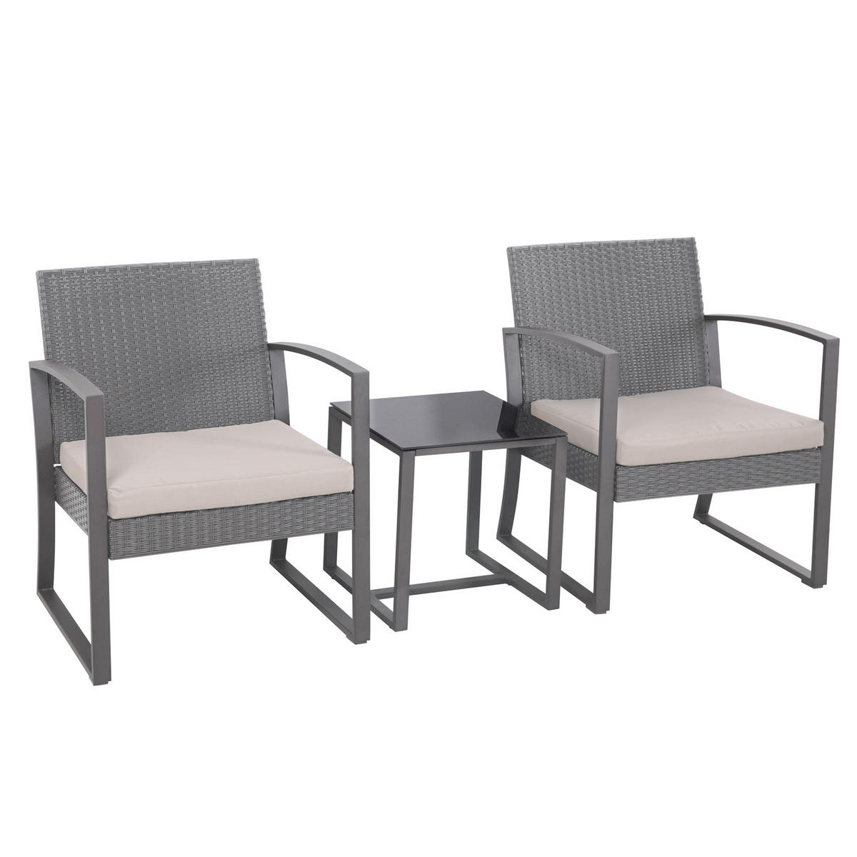 GARTENSET Lois L Grau/Beige - Beige/Grau, Kunststoff - SVITA