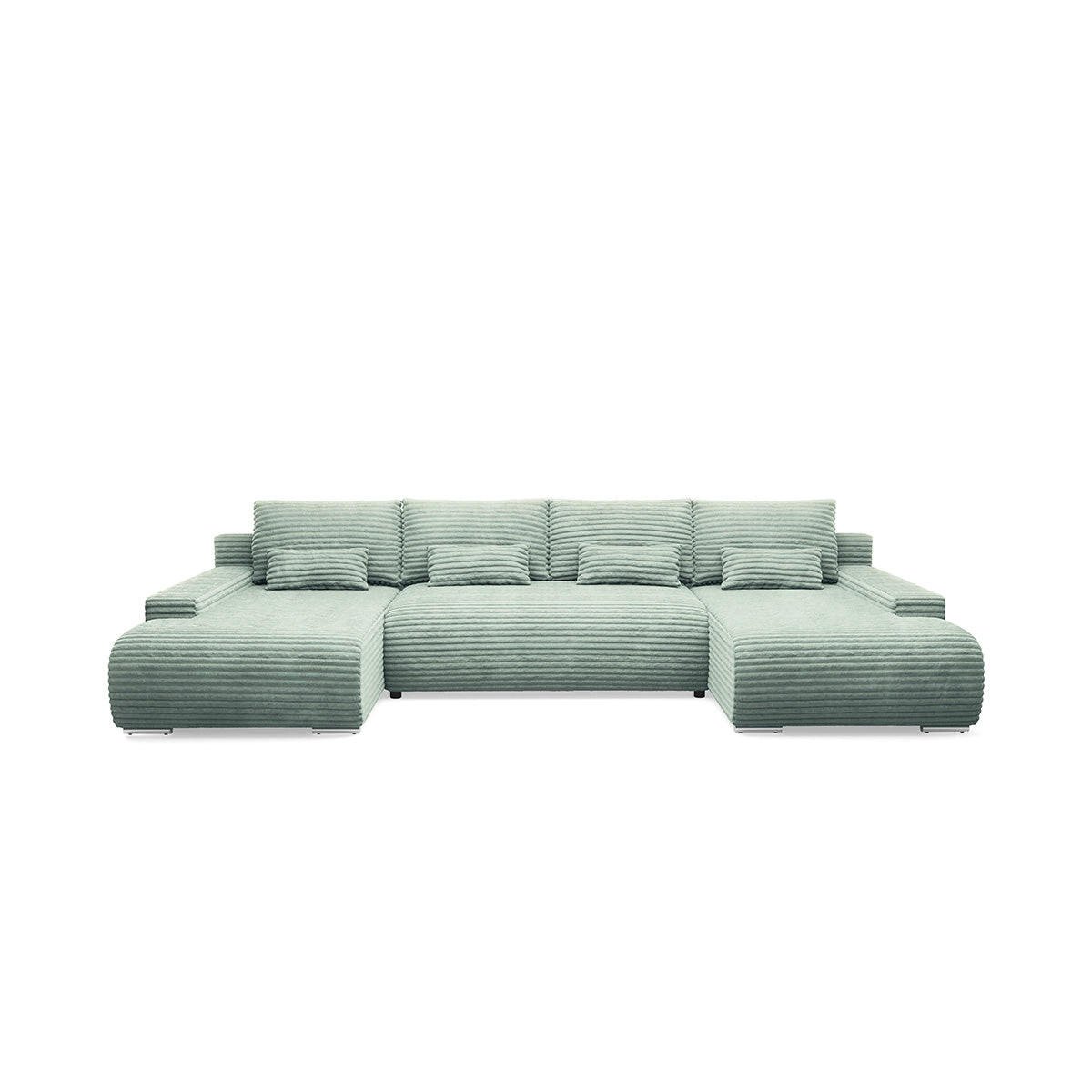 PANORAMASOFA Ivana 4 Sitzplätze Hellgrün - Grün, Holz (350/85/172cm) - Petits-meubles