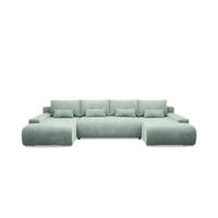 PANORAMASOFA Ivana 4 Sitzplätze Hellgrün - Grün, Holz (350/85/172cm) - Petits-meubles