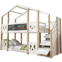 ETAGENBETT 90x200cm Baumhaus mit Treppe Stauraum & Rausfallschutz Weiß - Weiß, Holz - FLIEKS