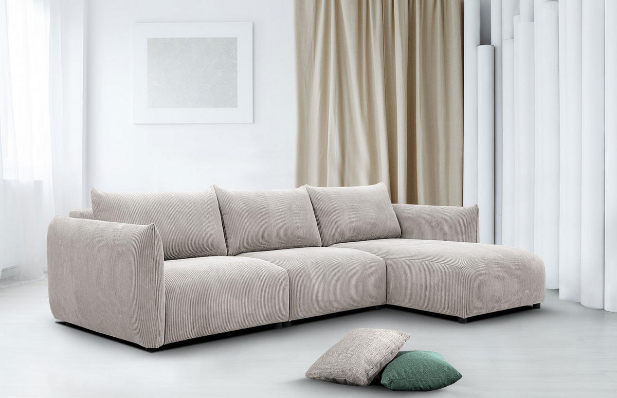 ECKSOFA TAUER 5-Sitzer, weiß - Schwarz/Weiß, Holzwerkstoff/Kunststoff (294/173cm) - Courtois Laville