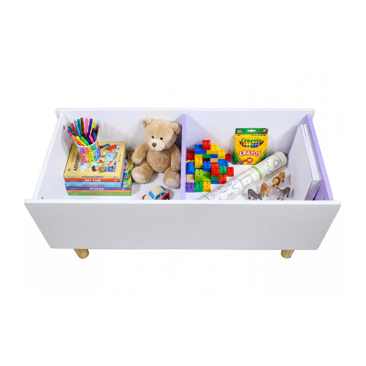 KINDER-AUFBEWAHRUNGSTRUHE Weiß Lila 80/35/37,5 - Weiß, Holz (80/38/35cm) - Mobili Rebecca
