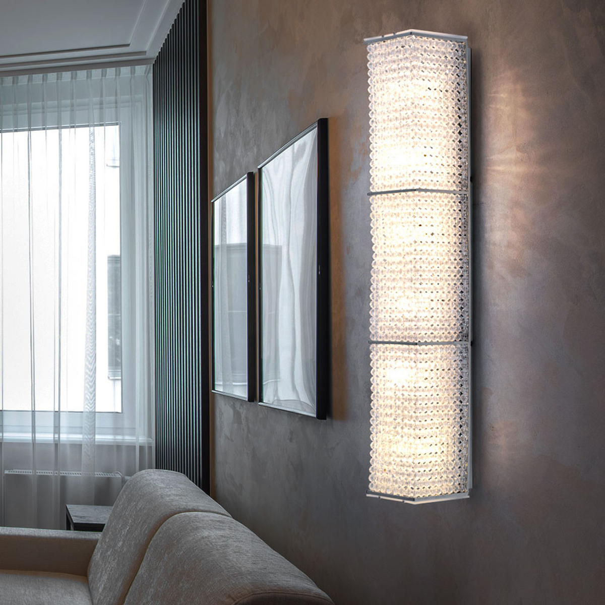 WANDLEUCHTE Caloy Silber Kristalloptik - Silberfarben, Metall (11.5/8/56cm) - Globo Lighting