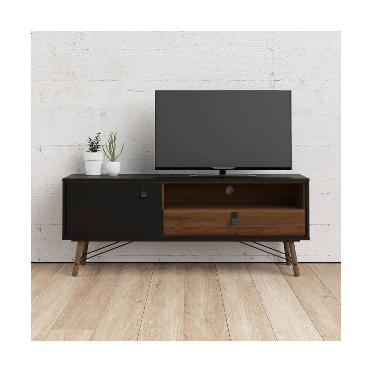 TV-ELEMENT Rye Schwarz 150/40/60 cm - Schwarz, Holzwerkstoff (150/60/40cm) - ebuy24