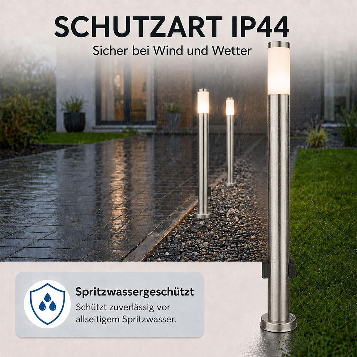 LED STEHLEUCHTE Edelstahl Silber 2er Set - Silberfarben, Metall (13.1/13.1/110cm) - Globo Lighting