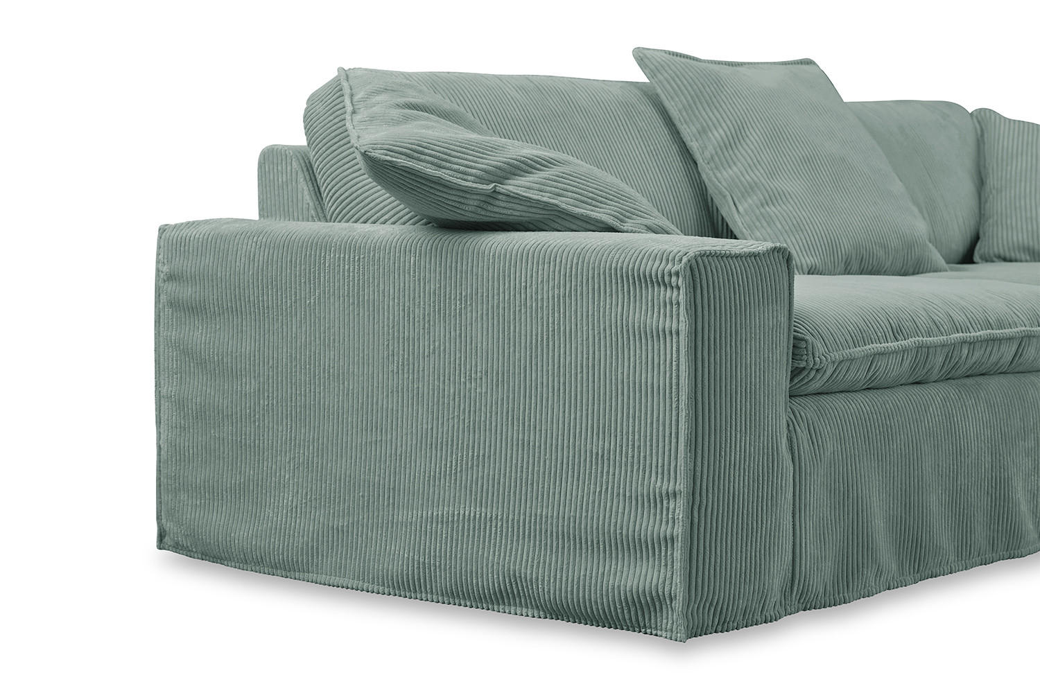 Thumbnail - Kawola Sofa, Petrol, Textil, Nachbildung,Birke, 3-Sitzer, Füllung: Kaltschaum, 258x90x116 cm, Wohnzimmer, Sofas & Couche...