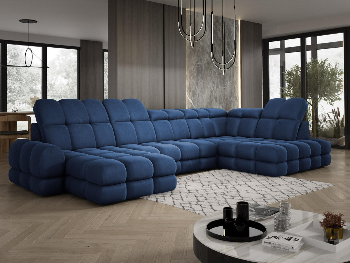ECKSOFA TOLLO Solar-stoff U-form 400x217x105 cm blau - Blau, Holz/Textil (217/400cm) - DomoHome