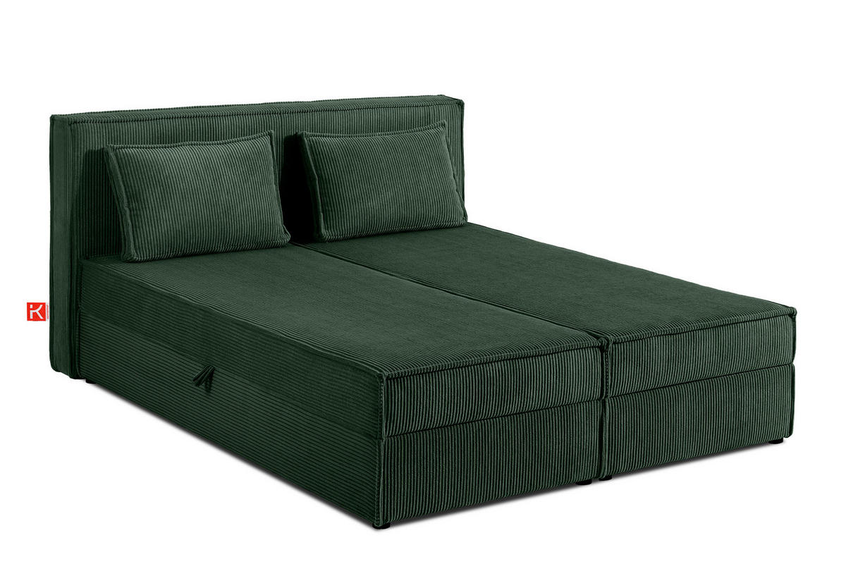 BOXSPRINGBETT ROTI mit Stauraum, dunkelgrün - Dunkelgrün/Schwarz, Holz/Holzwerkstoff (160/200cm) - KONSIMO®