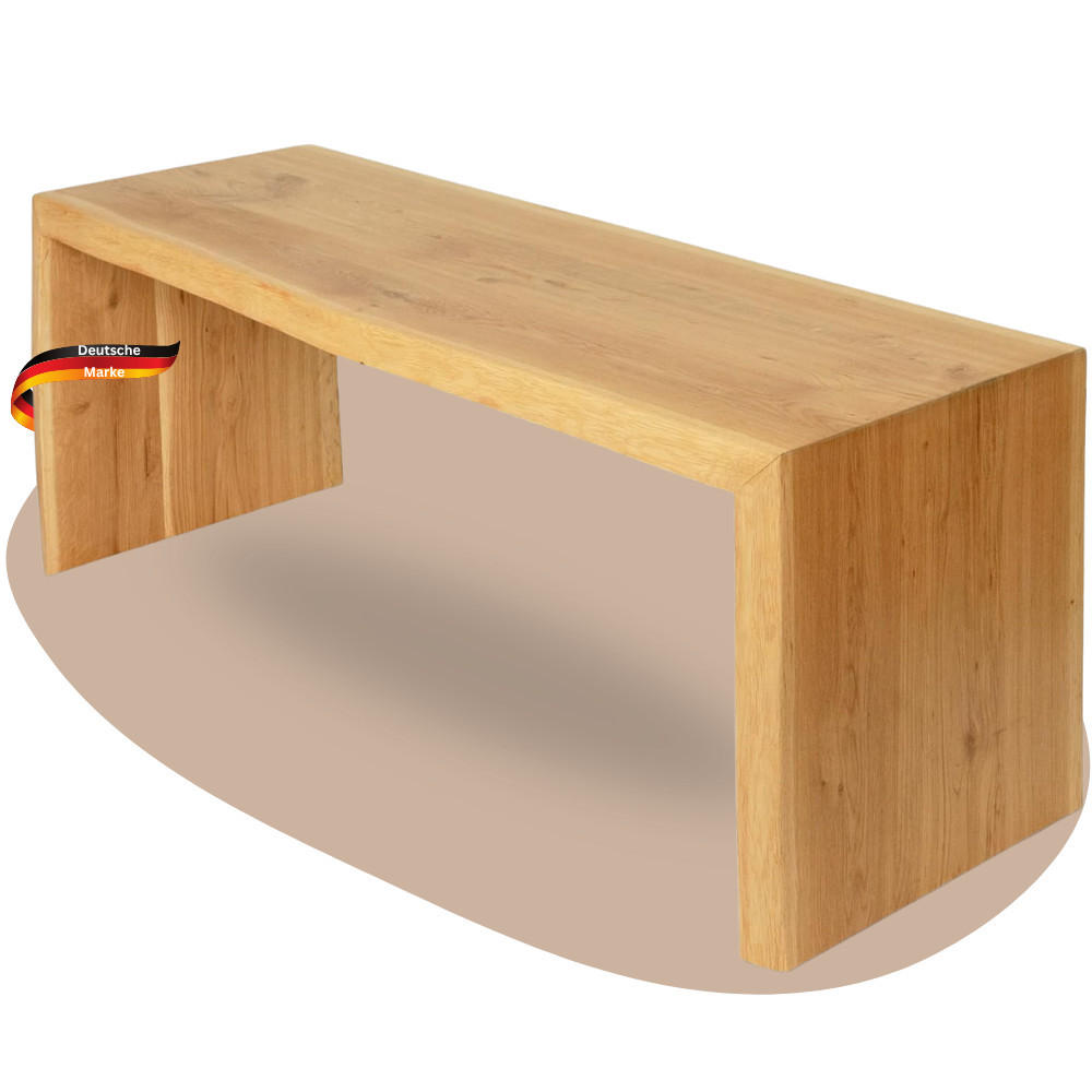 HOLZBANK EGON Eiche Massiv mit Baumkante 120x40x45 cm - Braun, Holz (120/45/40cm) - DELUKE