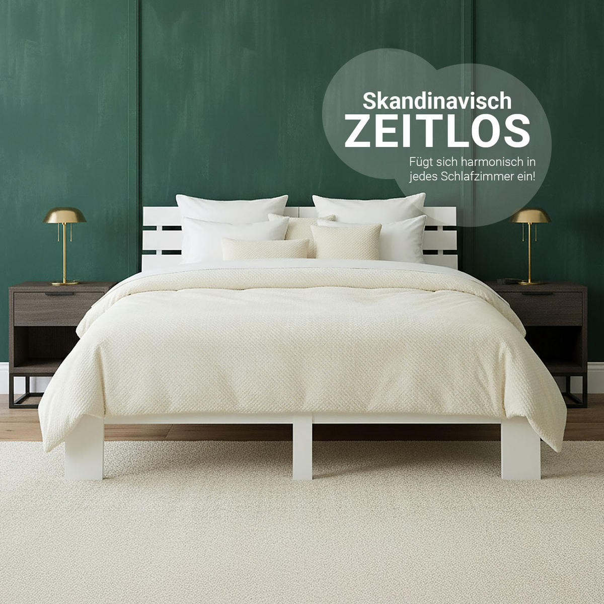 HOLZBETT Weiss 180/200 cm Doppelbett mit Lattenrost - Weiß, Holz (180/200cm) - Homestyle4u