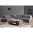 ECKSOFA Grau Samt  - Schwarz/Grau, MODERN, Kunststoff/Textil (270/328/180cm) - Carryhome