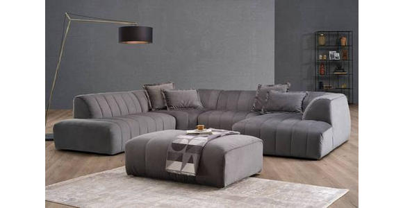 ECKSOFA Grau Samt  - Schwarz/Grau, MODERN, Kunststoff/Textil (270/328/180cm) - Carryhome