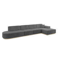 ECKSOFA Ottomane Rechts IREA-L3 - 412x165x80 cm Duneklgrau - Dunkelgrau, Holzwerkstoff/Textil (412/165cm) - ALTDECOR
