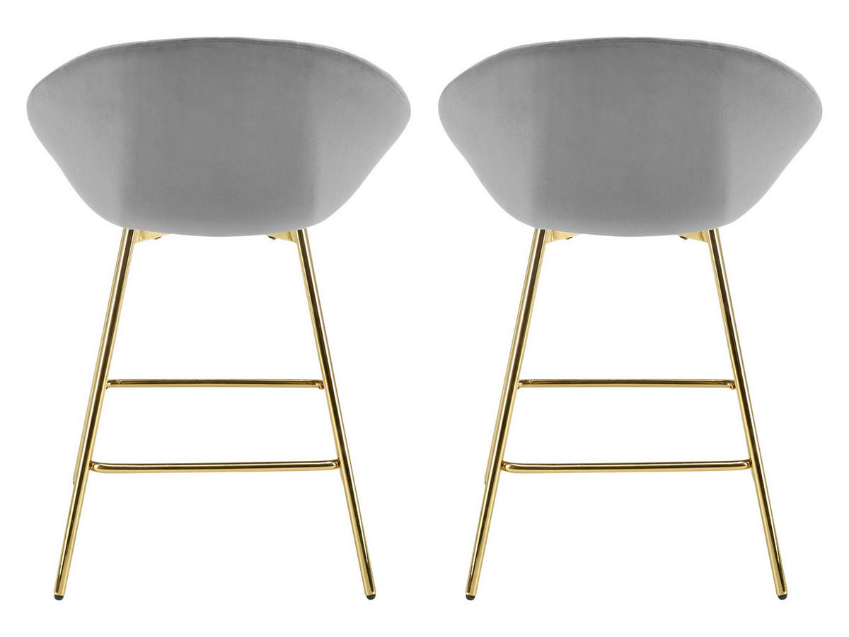 BARHOCKER-SET H112 (2 Stück) - Goldfarben/Grau, Holzwerkstoff/Textil (58/87/52cm) - MIRJAN24