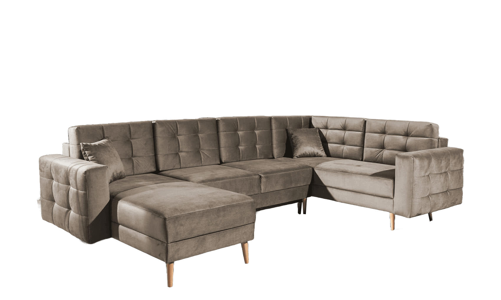 WOHNLANDSCHAFT mit Schlaffunktion, beidseitig montierbar - Hellbraun/Pinienfarben, Holz/Textil (326/92/202cm) - Eltap