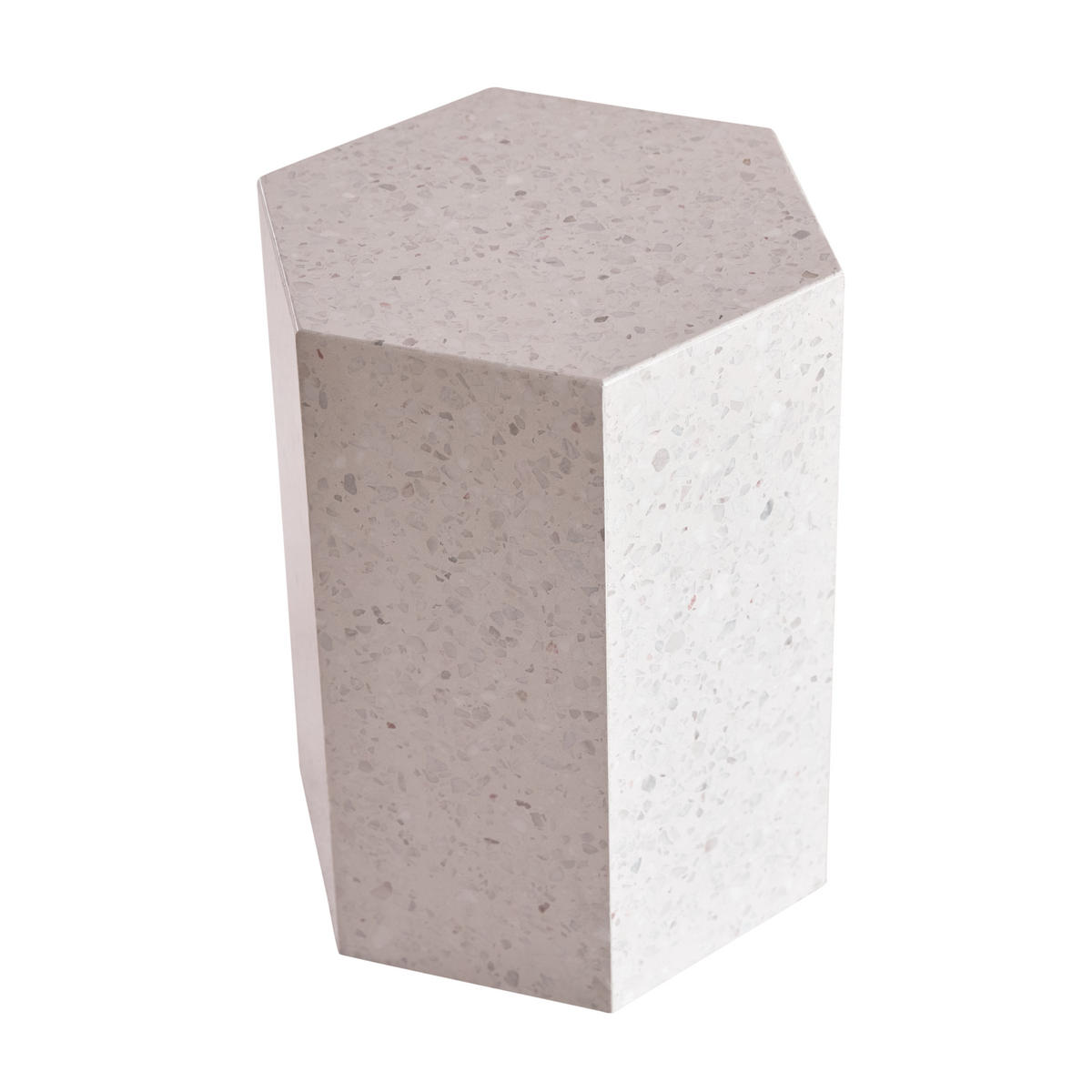 BEISTELLTISCH Zoé Weiß aus Premium-Terrazzo - Weiß, Stein (35/40/50cm) - Tikamoon
