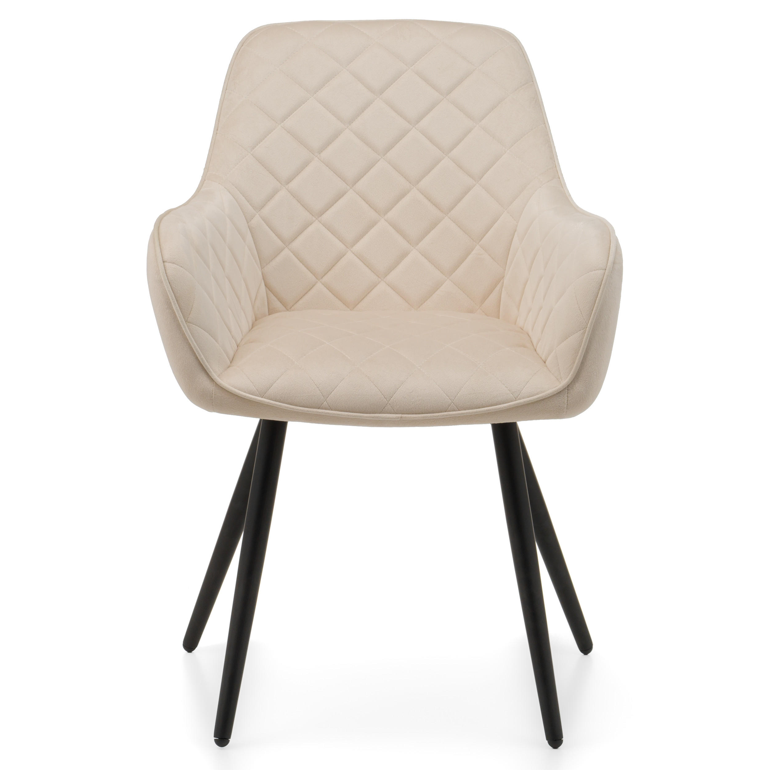 STUHL COLIN gespolsterter mit Steppung - beige - Samt Velours - Ecru/Beige, Textil/Metall (58/87/61cm) - NEW HOME