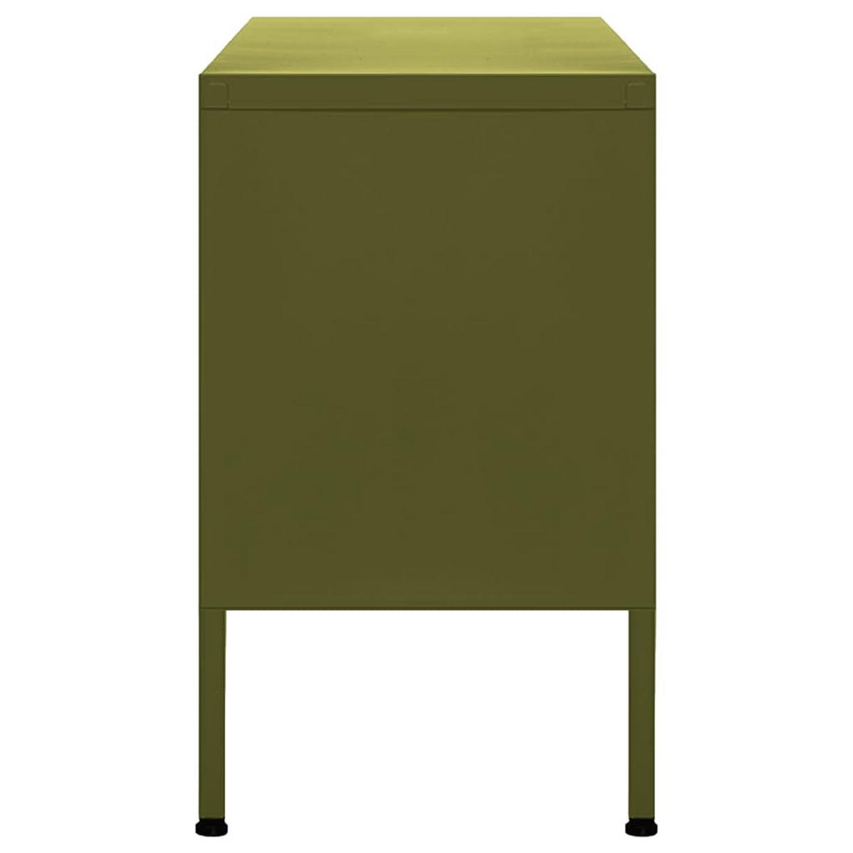 LOWBOARD mit 2 Türen, 1 Regal 105/35/50 cm aus Stahl in Olivgrün - Grün, Metall (105/50/35cm) - vidaXL