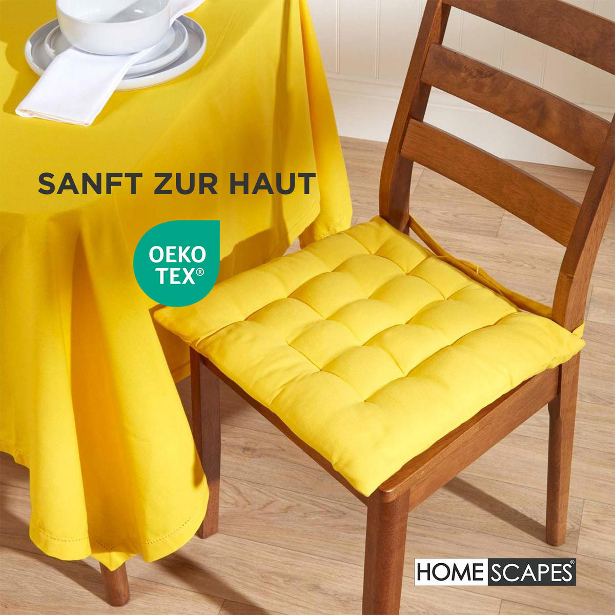 STUHLKISSEN 6er-Set gelb 40/40/6,5 cm - Gelb, Textil (40/40/6.5cm) - Homescapes