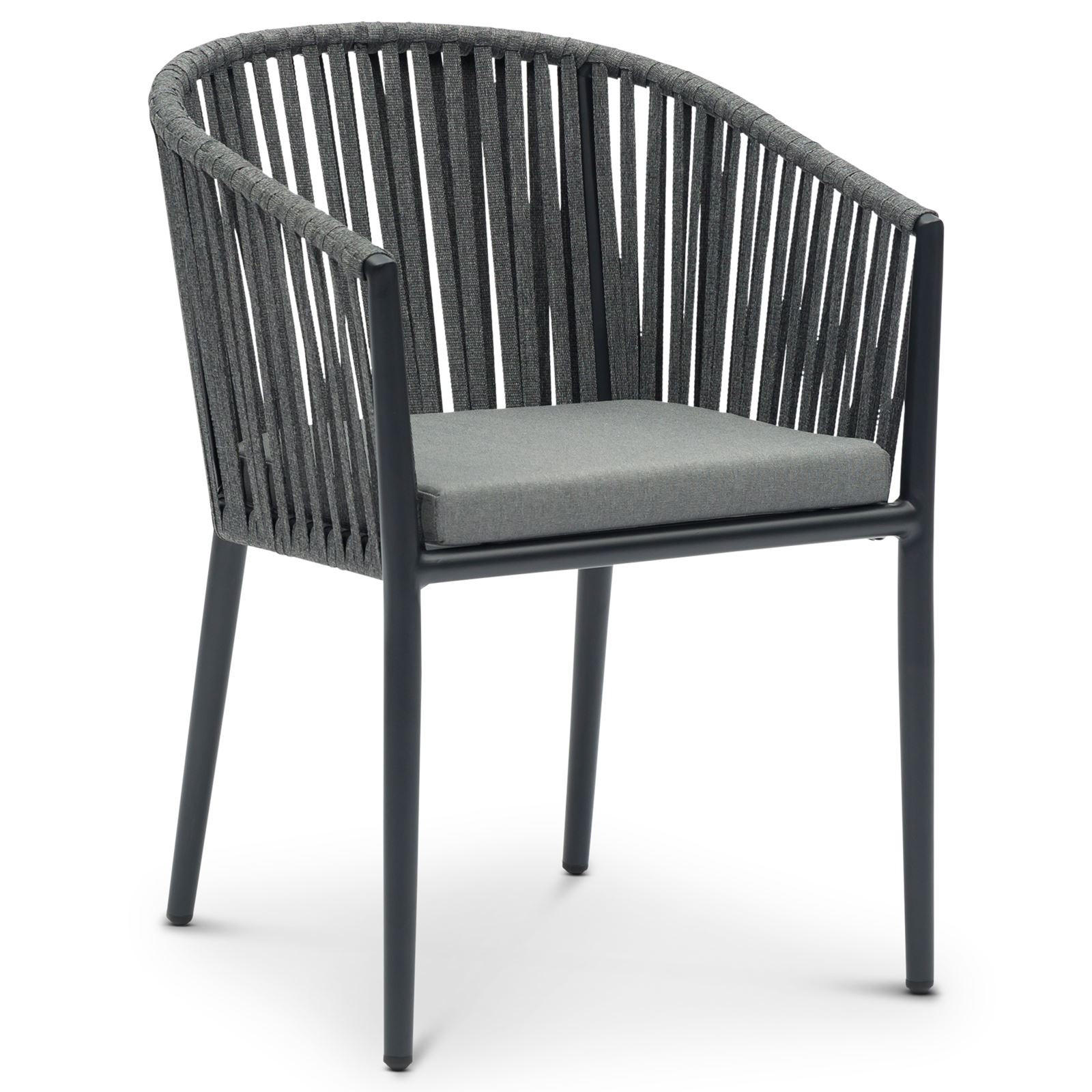 GARTENSTÜHLE ISOLA 6er-Set - Schwarz/Grau, Textil/Metall (56/78/62cm) - IDIMEX