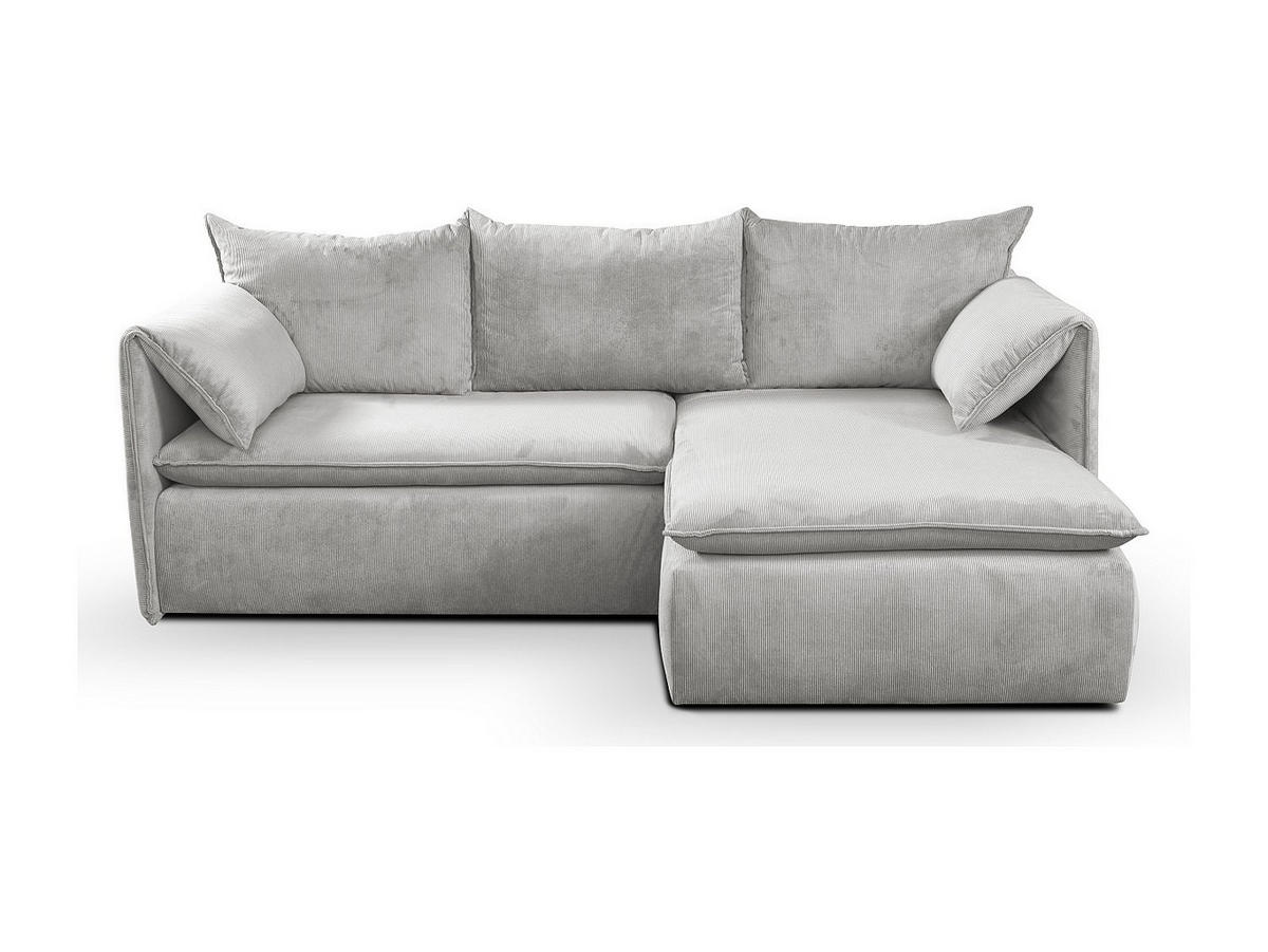 ECKSOFA mit Schlaffunktion - Ecke Rechts - Feincord - Hellgrau - TEODORA - Hellgrau, Textil (230/166cm) - Vente-Unique