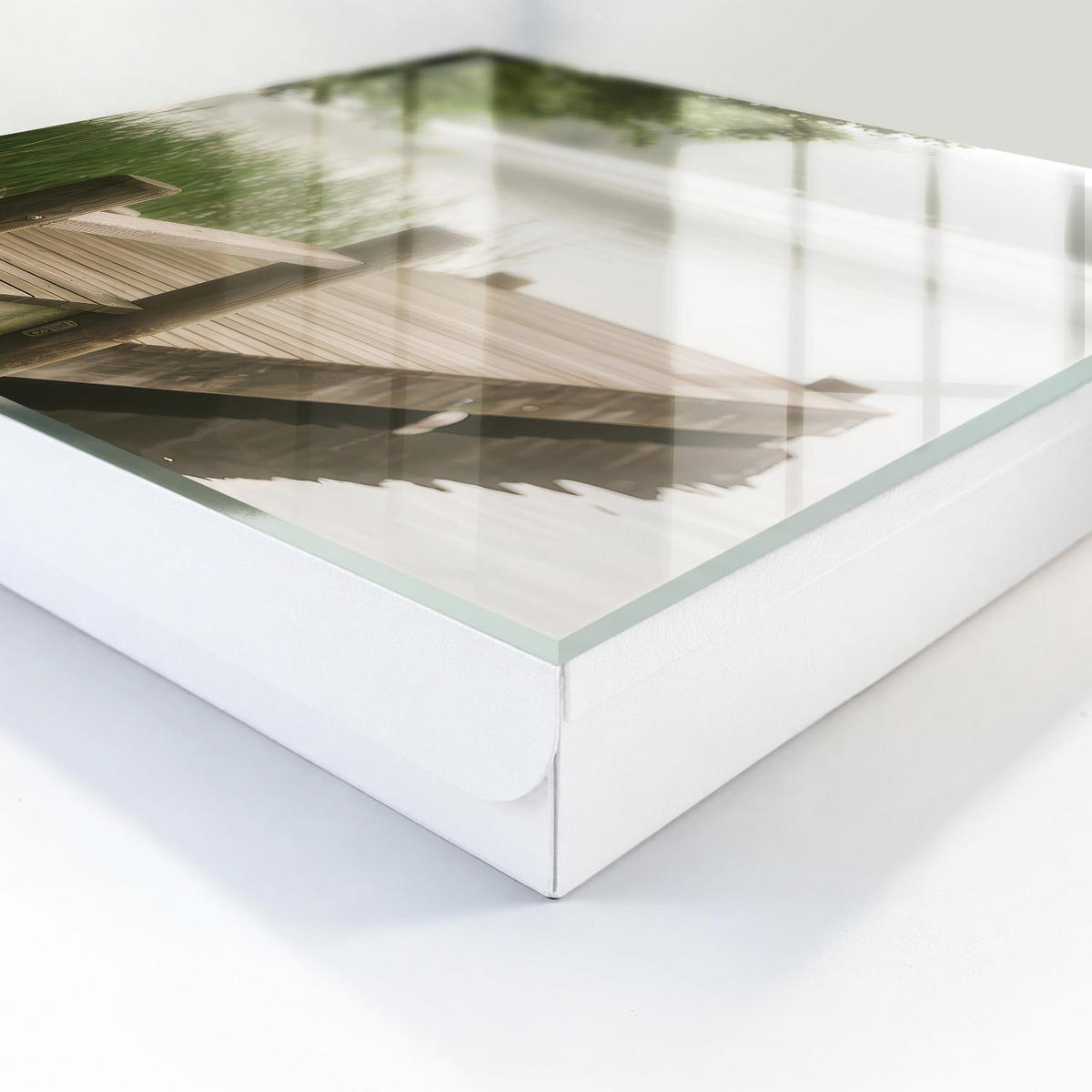 SCHLÜSSELBOX Weiß 30x30 cm – Türöffnung nach rechts - See des Friedens - Grün, Metall (30/30/5cm) - TULUP