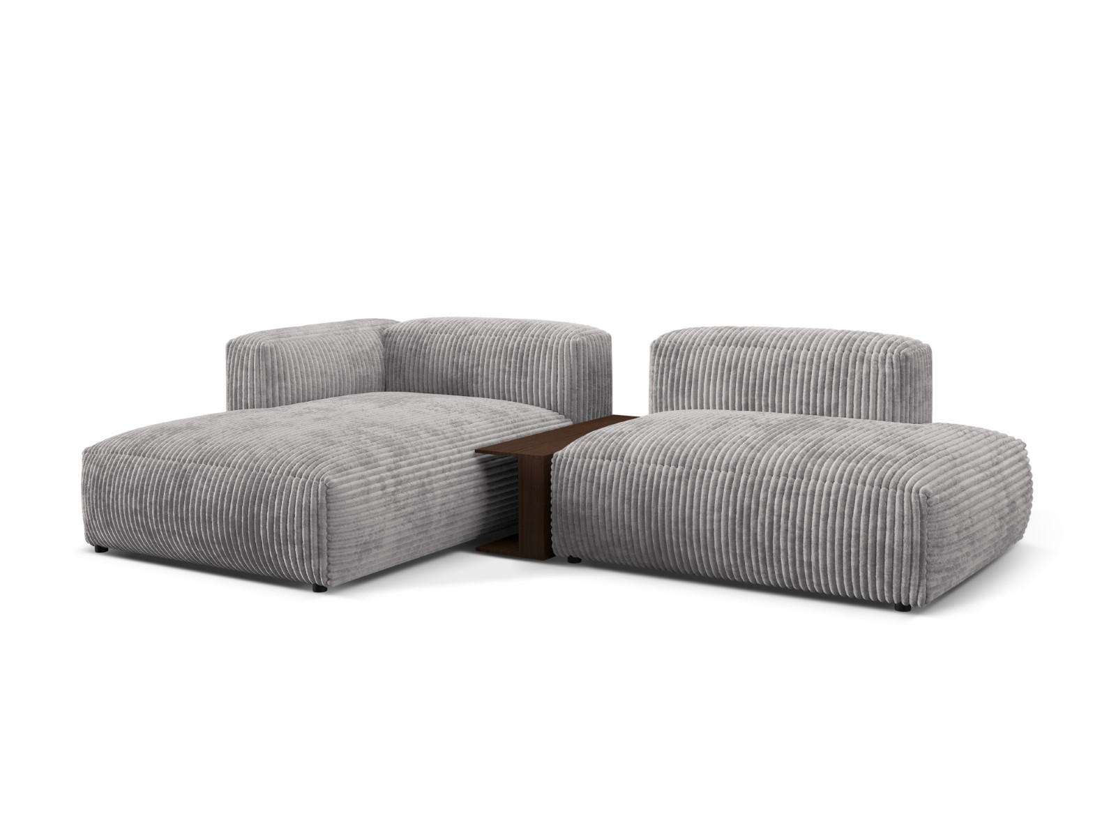 ECKSOFA modular links Martina aus Cord hellgrau 2 Sitzplätze - Hellgrau, Textil (176/285cm) - Micadoni