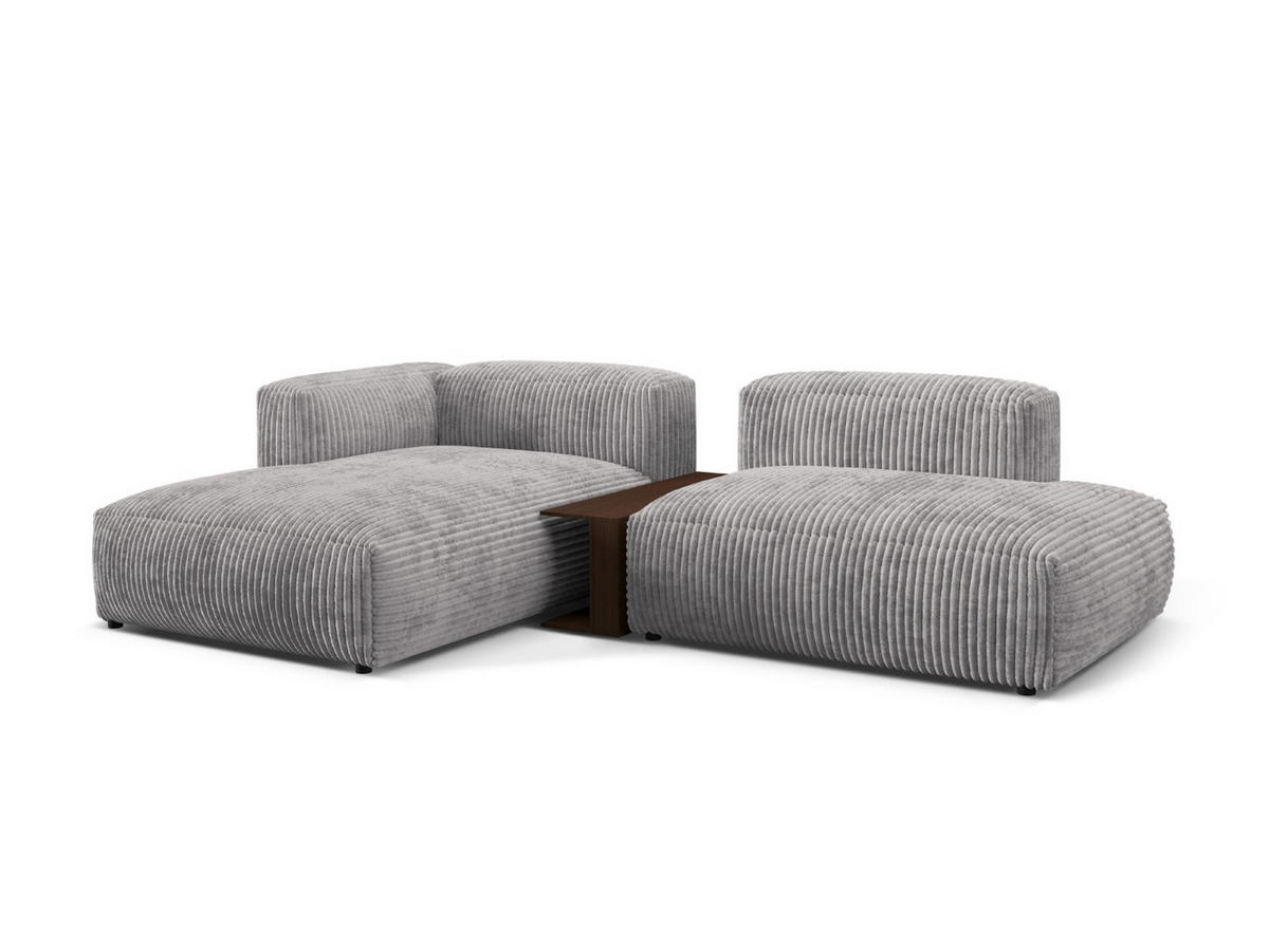 ECKSOFA modular links Martina aus Cord hellgrau 2 Sitzplätze - Hellgrau, Textil (176/285cm) - Micadoni