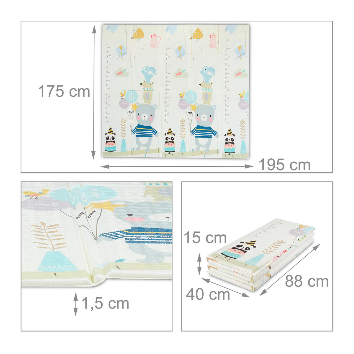 IGRALNA podloga - večbarvno, umetna masa/tekstil (195/175cm) - Relaxdays